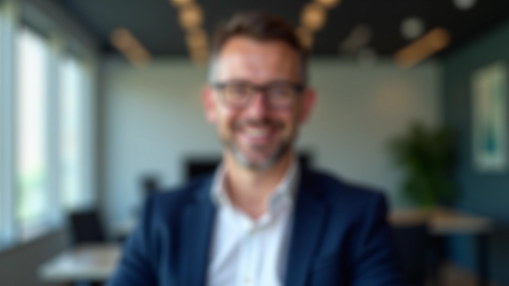 Finanšu eksperts portrets, smaids, profesionāls apģērbs, biroja fons